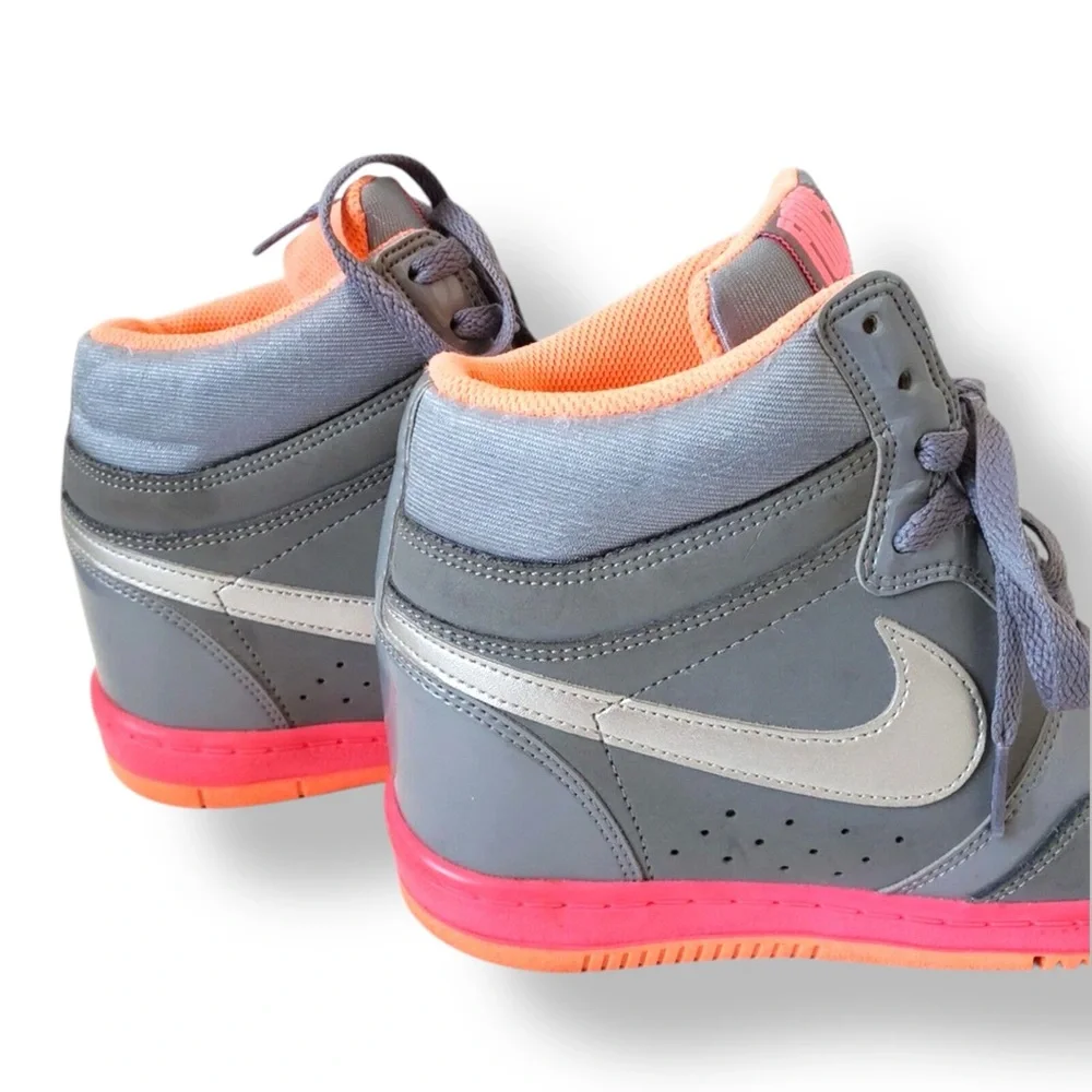 NIKE Force Dunk Sky Hi Hidden Wedge Heel Gray - Picture 8 of 13